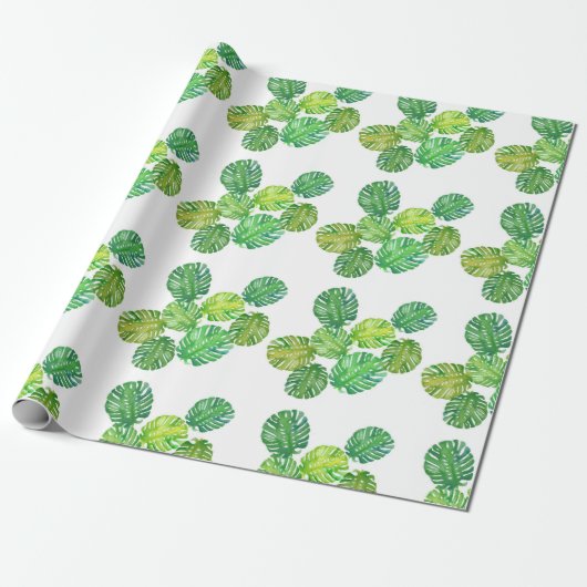 Green Monstera Oerwoud Gift Wrapping Paper Cadeaupapier (Uitgerold)