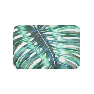 Green monstera palm leaf modern tropisch badmat