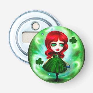 Green Moon St. Patrick's Day Girl Button Flesopener