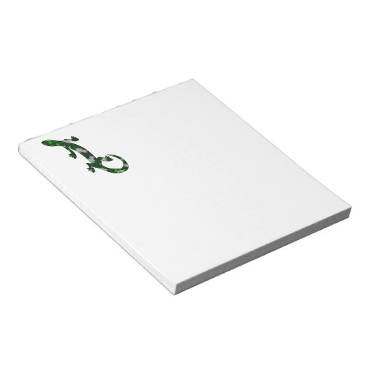 Green Mosaic Pattern Gecko Lizard Reptile Art Notitieblok (Schuin)