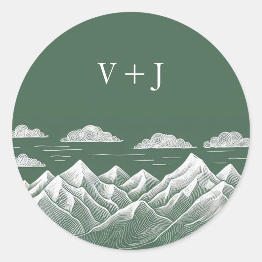 Green Mountain bruiloft Ronde Sticker (Voorkant)