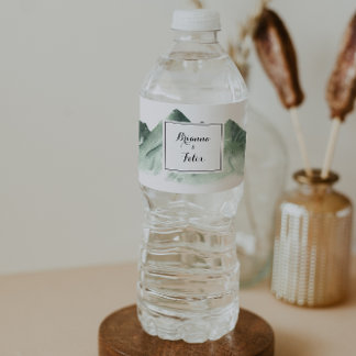 Green Mountain Country Calligraphy Wedding Waterfles Etiket
