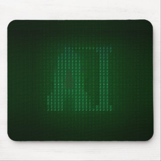 Green mousepad with a hidden message about AI. Muismat