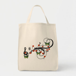 Green Musical Butterflies Tote Bag