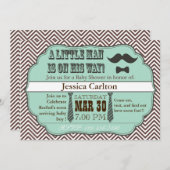 Green Mustache & Stropdassen Baby Shower-uitnodigi Kaart (Voorkant / Achterkant)