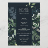 Green Navy Black Leafy Foliage Wedding Programme Programma (Voorkant)