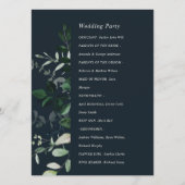 Green Navy Black Leafy Foliage Wedding Programme Programma (Achterkant)