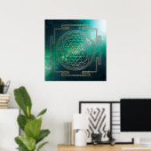 Green Nebula Sri Yantra - Poster (Thuiskantoor)