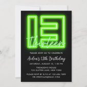 Green Neon 13e anniversaire Invitation (Devant)