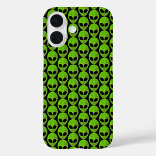 Green Neon Alien Head Pattern Hoesje-Mate iPhone C iPhone 16 Hoesje