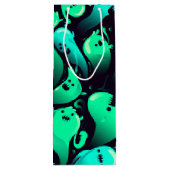 Green Neon Ghost Patroon Wijn Cadeautas (Achterkant)