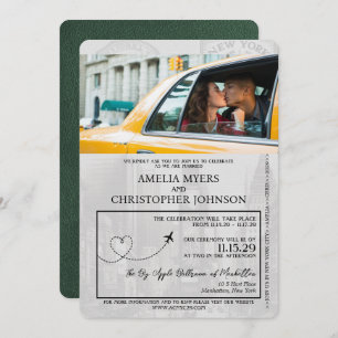Green New York Passport Wedding Kaart