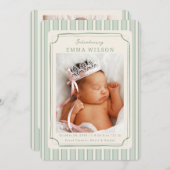 Green Newborn Photo Collage Baby Birth  Aankondiging (Voorkant / Achterkant)
