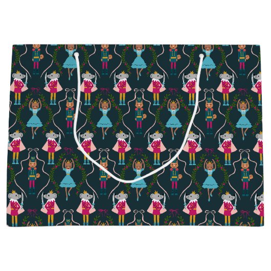 Green Nutcracker Animals Pattern Groot Cadeauzakje (Voorkant)