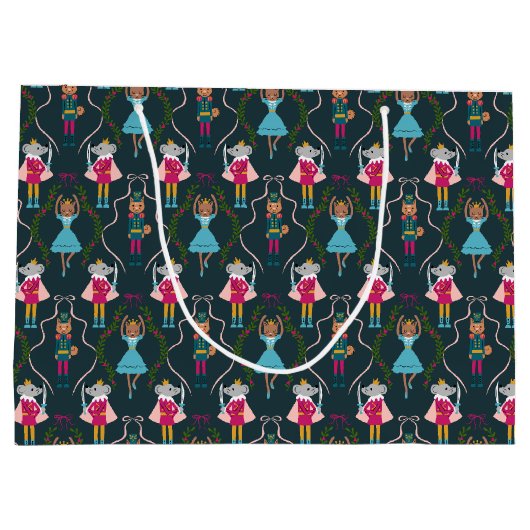 Green Nutcracker Animals Pattern Groot Cadeauzakje (Achterkant)