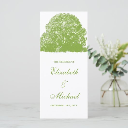 Green Oak Tree Fall Wedding Programma (Staand voorkant)
