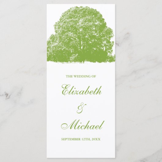 Green Oak Tree Fall Wedding Programma (Voorkant)