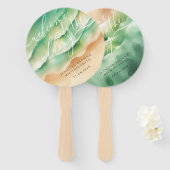 Green Ocean Beach Day Party Welkom bruiloft Handwaaier (Voorkant en achterkant)