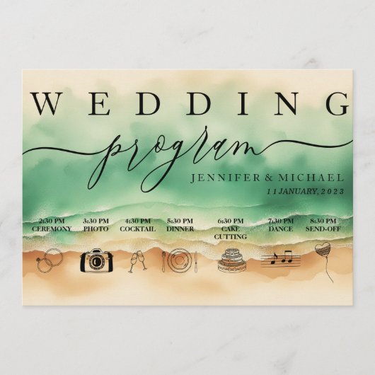 Green Ocean Beach Watercolor Programme de signatur (Devant)