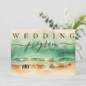 Green Ocean Beach Waterverf Signature Wed-programm Programma (Staand voorkant)