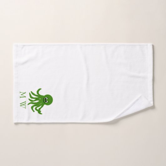 Green Octopus Design Monogrammed (Serviette à main)