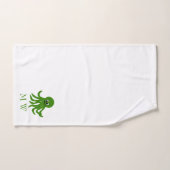 Green Octopus Design Monogrammed Bad Handdoek (Handdoek)