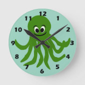 Green Octopus Design Ronde Klok (Voorkant)