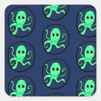 Green Octopus Vierkante Sticker