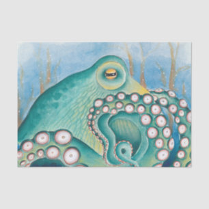Green Octopus Waterverf Art Tissuepapier