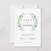 Green Olive Branch Wreath Wedding Bedankkaart (Voorkant)