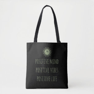 Green Om en Mandala Positive Minds Positive Vibes Draagtas