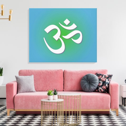 Green Om Symbol Canvas Afdruk (Insitu (Woonkamer))