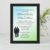 Green Ombre Gay Wedding Invitation Kaart (Staand voorkant)