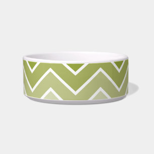 Green Ombre Zig Zag Chevron Pattern Pet Bowls Voerbakje