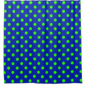 Green On Blue Polka Dots Pattern Design Douchegordijn (Voorkant)