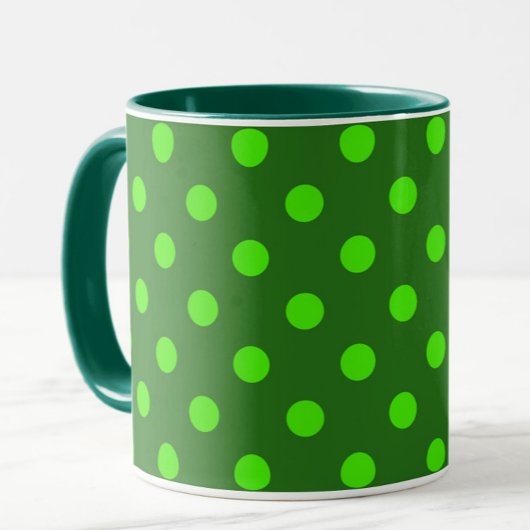 Green On Dark Green Polka Dots Pattern Design  Mok
