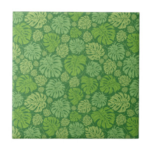 Green on Green Seamless Monstera Leaf Ceramic Tile Tegeltje