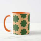 Green on Peach Retro Flower Art Mug Cup (Gauche)