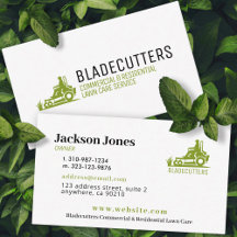 Green on White Lawn Care + Mowing Cartes de visite