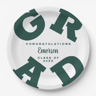 Green on White Personalised Graduation Party Papieren Bordje