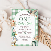 Green One Lucky Duck 1er Invitation anniversaire