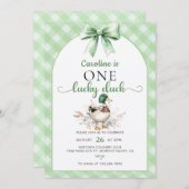 Green One Lucky Duck 1er Invitation anniversaire (Devant / Derrière)