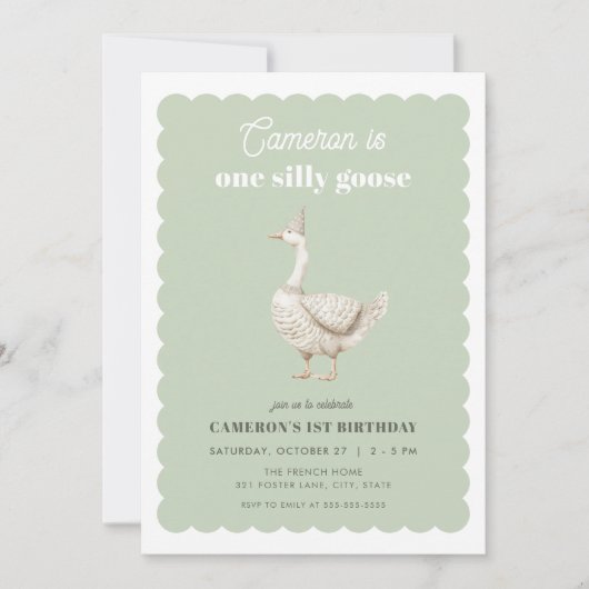 Green One Silly Goose 1er Invitation anniversaire (Devant)