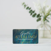 Green Opal Glam Stone Script Moderne QR-code Visitekaartje (Staand voorkant)