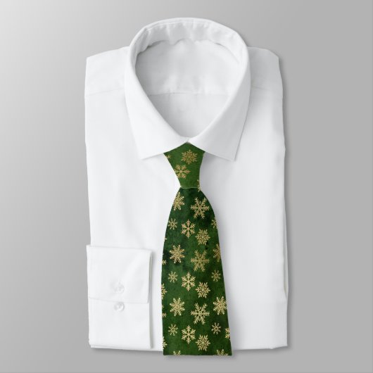 GREEN OR NOËL SNOWFLAKE MOTIF CRAVATE (Attaché)