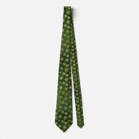 GREEN OR NOËL SNOWFLAKE MOTIF CRAVATE (Devant)