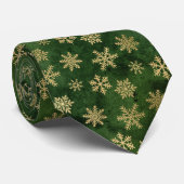 GREEN OR NOËL SNOWFLAKE MOTIF CRAVATE (Roulé)