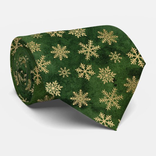 GREEN OR NOËL SNOWFLAKE MOTIF CRAVATE (Roulé)