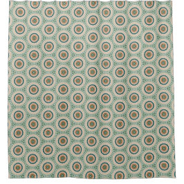 Green Orange And Blue Boho Chic Circle Pattern Douchegordijn