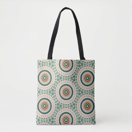 Green Orange And Blue Boho Chic Circle Pattern Draagtas (Voorkant)